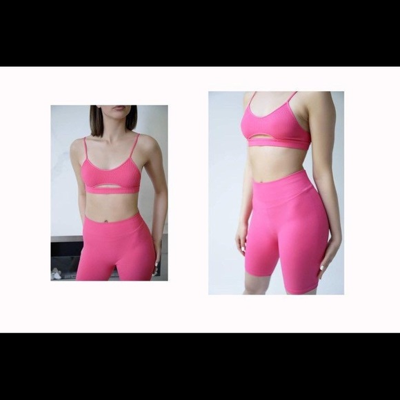 Barbie Pink Workout Set essential bralett & Biker Shorts Pink - Picture 5 of 6